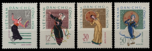 Vietnam 1962 - Mi-Nr. 201-204 (*) - ohne Gummi verausgabt - Trachten / Costumes
