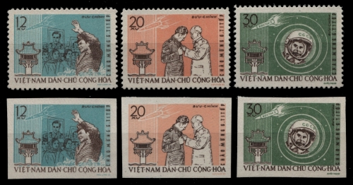 Vietnam 1962 - Mi-Nr. 217-219 & 217-219 U (*) - ohne Gummi verausgabt