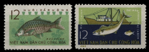 Vietnam 1963 - Mi-Nr. 262-263 (*) - ohne Gummi verausgabt - Fische / Fish