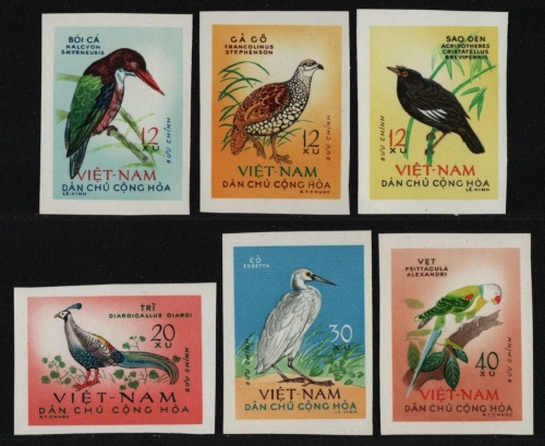 Vietnam 1963 - Mi-Nr. 275-280 U (*) - ohne Gummi verausgabt - Vögel / Birds (I)