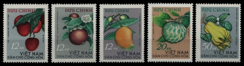 Vietnam 1964 - Mi-Nr. 334-338 (*) - ohne Gummi verausgabt - Früchte / Fruits