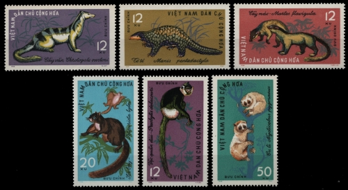Vietnam 1965 - Mi-Nr. 369-374 (*) - ohne Gummi verausgabt - Wildtiere