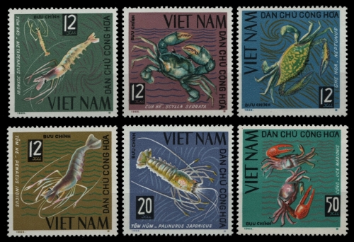 Vietnam 1965 - Mi-Nr. 387-392 (*) - ohne Gummi verausgabt - Krebstiere