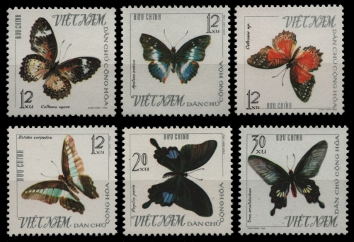 Vietnam 1965 - Mi-Nr. 405-410 (*) - ohne Gummi verausgabt - Schmetterlinge