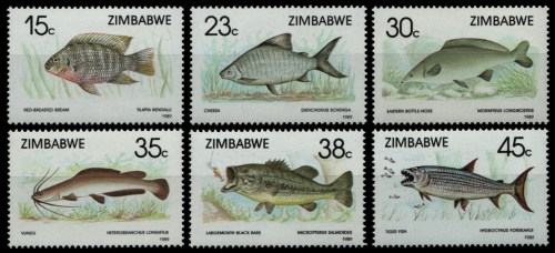 Simbabwe 1989 - Mi-Nr. 406-411 ** - MNH - Fische / Fish
