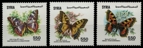 Syrien 1991 - Mi-Nr. 1821-1823 ** - MNH - Schmetterlinge / Butterflies