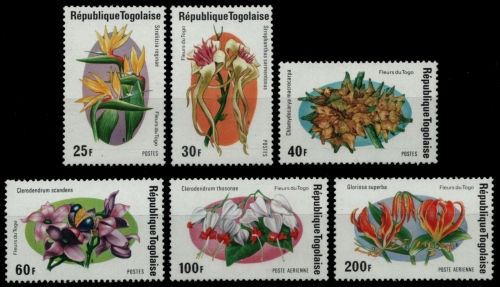 Togo 1975 - Mi-Nr. 1079-1084 A ** - MNH - Blumen / Flowers