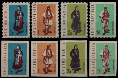 Albanien 1962 - Mi-Nr. 695-698 A & B ** - MNH - Trachten / Costumes