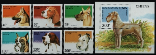 Benin 1995 - Mi-Nr. 675-680 & Block 12 ** - MNH - Hunde / Dogs
