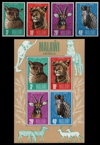 Malawi 1975 - Mi-Nr. 250-253 & Block 41 ** - MNH - Wildtiere / Wild animals