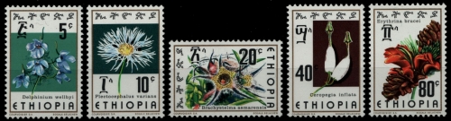 Äthiopien 1976 - Mi-Nr. 844-848 ** - MNH - Blüten / Blossoms
