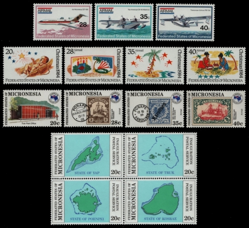 Mikronesien 1984 - Mi-Nr. 1-4, 21-23, 24-27 & 28-31 ** - MNH - 4 Ausgaben