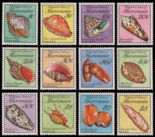 Mikronesien 1989 - Mi-Nr. 142-153 ** - MNH - Meeresschnecken / Marine snails