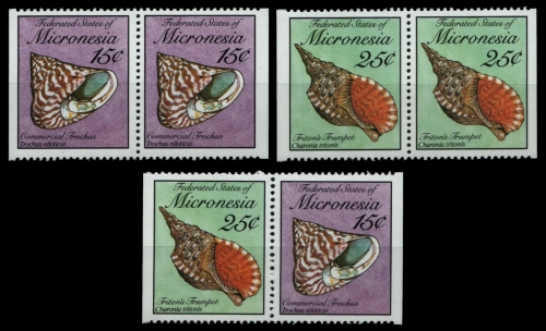 Mikronesien 1989 - Mi-Nr. 144 D & 146 D var ** - MNH - Meeresschnecken