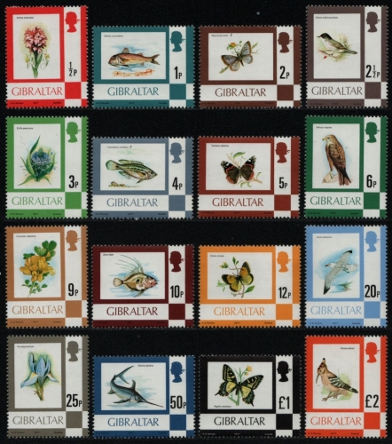 Gibraltar 1977 - Mi-Nr. 348-363 I ** - MNH - Fauna & Flora