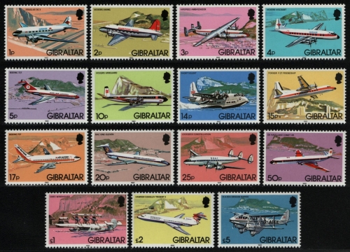 Gibraltar 1982 - Mi-Nr. 432-446 XI ** - MNH - Flugzeuge / Airplanes
