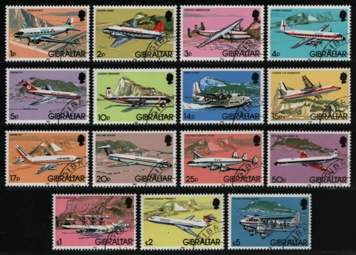 Gibraltar 1982 - Mi-Nr. 432-446 XI gest / used - Flugzeuge / Airplanes