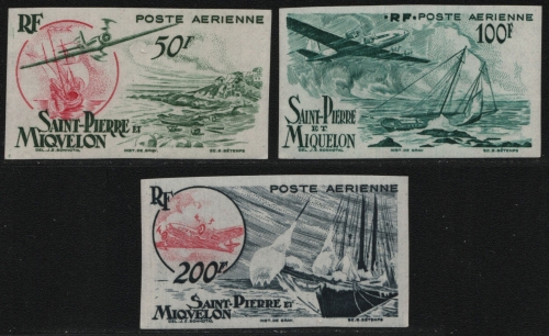 St. Pierre & Miquelon 1947 - Mi-Nr. 368-370 ** - MNH - ungez. / imp - Flugzeuge