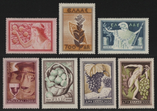 Griechenland 1953 - Mi-Nr. 596-602 ** - MNH - Landesprodukte (V)