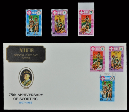 Niue 1983 - Mi-Nr. 490-492 ** - MNH - & auf FDC - Pfadfinder / Scouts