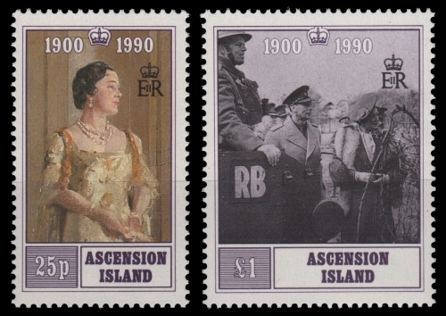 Ascension 1990 - Mi-Nr. 529-530 ** - MNH - 90. Geburtstag Queen Mum