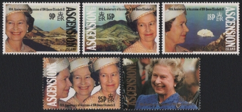 Ascension 1992 - Mi-Nr. 573-577 ** - MNH - 40. Jahrestag der Thronbesteigung