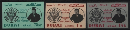 Dubai 1964 - Mi-Nr. 54-56 B ** - MNH - ungez. / imp - John F. Kennedy