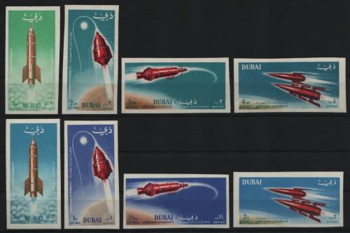 Dubai 1964 - Mi-Nr. 71-78 B ** - MNH - ungez. / imp - Raumfahrt / Space