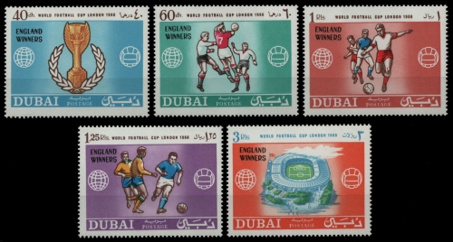 Dubai 1966 - Mi-Nr. 216-220 A ** - MNH - Fußball / Soccer