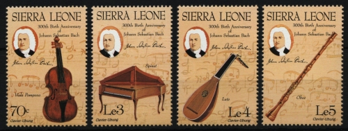 Sierra Leone 1985 - Mi-Nr. 836-839 ** - MNH - Musik / Music - Bach