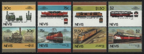 Nevis 1986 - Mi-Nr. 340-347 ** - MNH - Lokomotiven / Locomotives