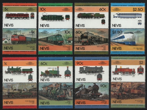 Nevis 1984 / 1985 - Mi-Nr. 202-209 & 260-267 ** - MNH - Lokomotive / Locomotives