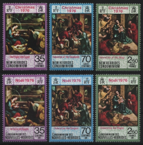 Neue Hebriden 1976 - Mi-Nr. 435-437 & 438-440 ** - MNH - Weihnachten / X-mas
