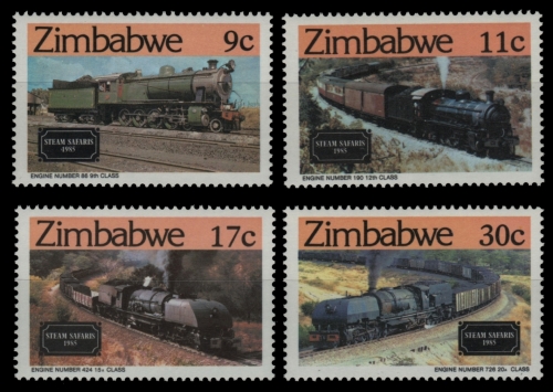 Simbabwe 1985 - Mi-Nr. 303-306 ** - MNH - Eisenbahn / Train