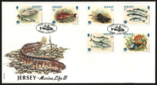 Jersey 1998 - Mi-Nr. 849-854 - Fische / Fish - FDC