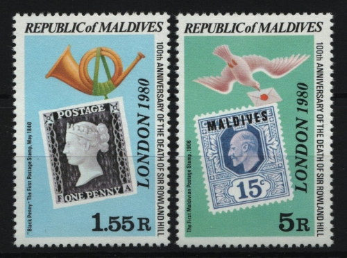 Malediven 1980 - Mi-Nr. 875-876 A ** - MNH - Marke auf Marke