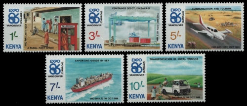 Kenia 1986 - Mi-Nr. 365-369 ** - MNH - EXPO `86