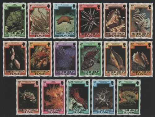 Jungferninseln 1979 / 80 - Mi-Nr. 366-382 I & II ** - MNH - Meeresleben (I)