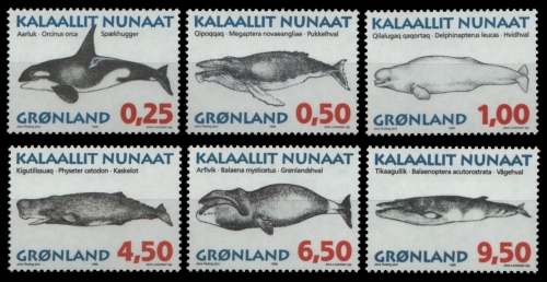 Grönland 1996 - Mi-Nr. 287-292 ** - MNH - Wale / Whales