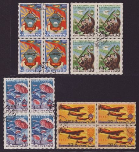 Russia / Sowjetunion 1951 - Mi-Nr. 1593-1596 gest / used - Viererblock