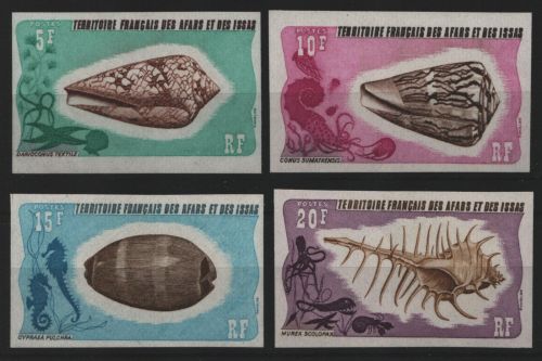 Afar und Issa 1975 - Mi-Nr. 118-121 ** - MNH - ungezähnt - Meeresschnecken