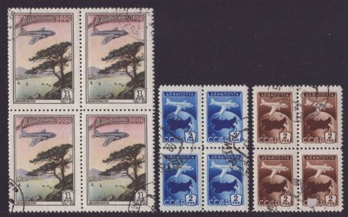 Russia / Sowjetunion 1955 - Mi-Nr. 1760-1762 gest / used - Viererblock