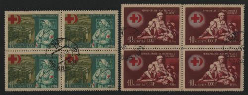 Russia / Sowjetunion 1956 - Mi-Nr. 1831-1832 gest / used - Viererblock