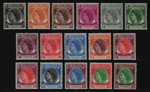 Malaya - Penang 1954 - Mi-Nr. 28-43 * - MH - Freimarken / Definitives