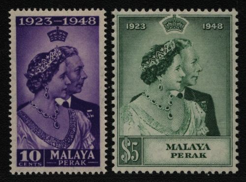 Malaya - Perak 1948 - Mi-Nr. 75-76 * - MH - Silberhochzeit
