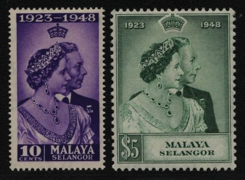 Malaya - Selangor 1948 - Mi-Nr. 51-52 * - MH - Silberhochzeit