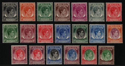 Singapur 1948 - Mi-Nr. 1-20 * - MH - gemischte Zähnung - mixed Perforation (I)