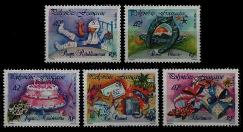 Franz. Polynesien 1989 - Mi-Nr. 537-541 ** - MNH - aus Block - Grußmarken