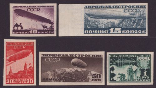 Russia / Sowjetunion 1931 - Mi-Nr. 397-401 C * - MH - Luftschiff / Airship (II)