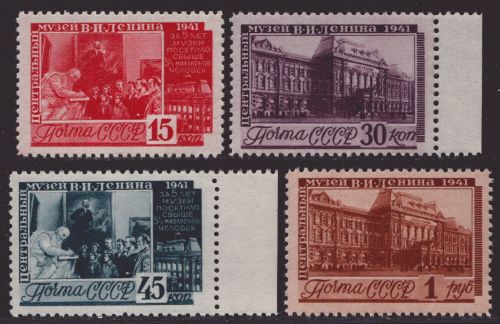 Russia / Sowjetunion 1941 - Mi-Nr. 821-824 ** - MNH - Leninmuseum (I)